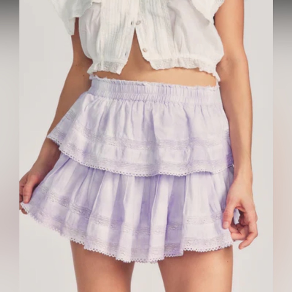 LoveShackFancy Lavender Mini Skirt